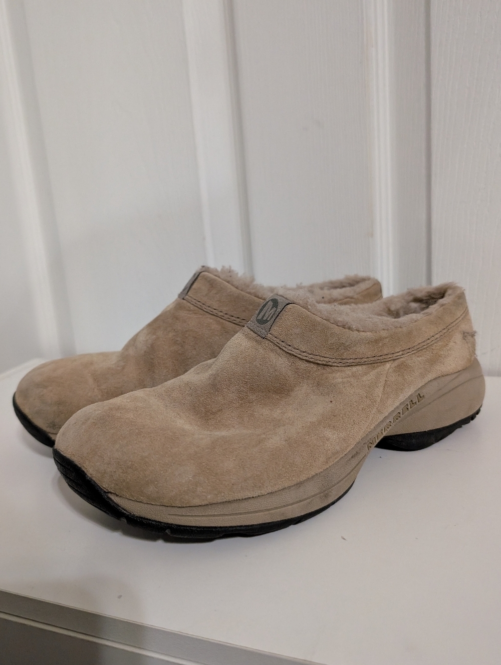 Merrell Womens Shoes Primo Chill Slide Suede Clog Myles Beige Tan Size 8.5